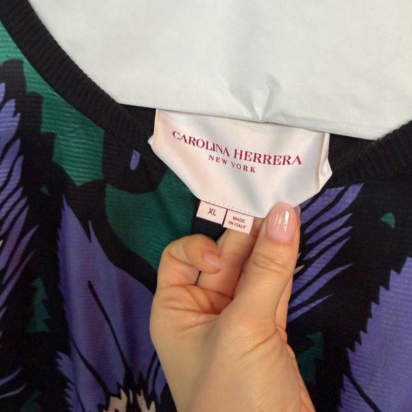 Carolina Herrera Black Cardigan with Purple, Green and Red Feather Motif - Picture 3 of 5